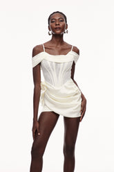 Cayetano Korseli Dantelli Saçaklı Mini Elbise